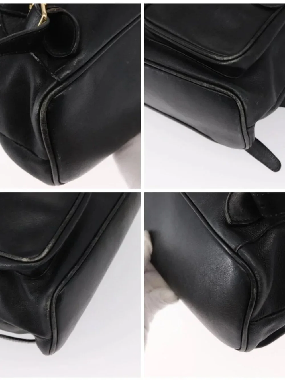 GUCCI Bamboo Backpack Leather Black Gold 003
